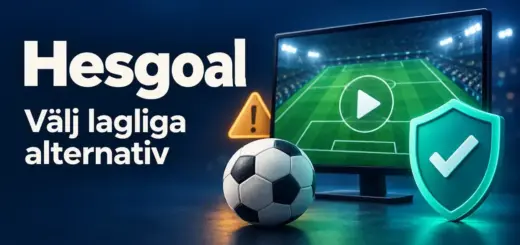 Illustration med texten ”Hesgoal – Välj lagliga alternativ”, en skärm med fotbollsplan, en fotboll, en varningssymbol och en sköld med bock.