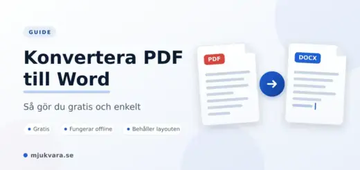 Illustration som visar hur en PDF-fil konverteras till ett redigerbart Word-dokument, med rubriken "Konvertera PDF till Word – så gör du gratis och enkelt".